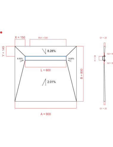 Showerlay Wiper 4 way 900 x 800 mm...