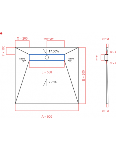 Showerlay Wiper 4 way 900 x 800 mm...