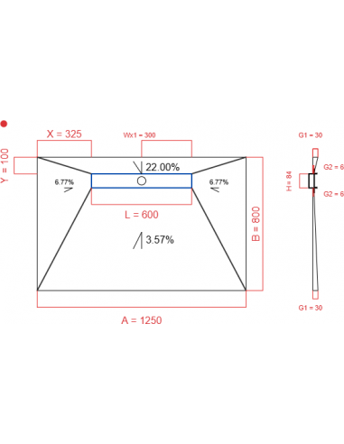 Showerbase Wiper 4 way 1250 x 800 mm...