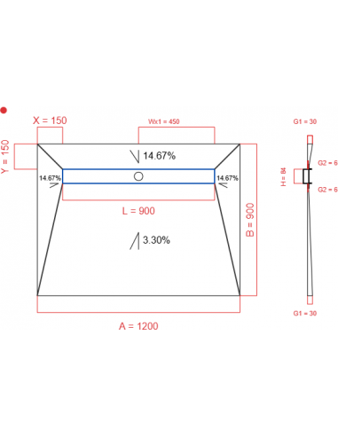 Showerlay Wiper 4 way 1200 x 900 mm...