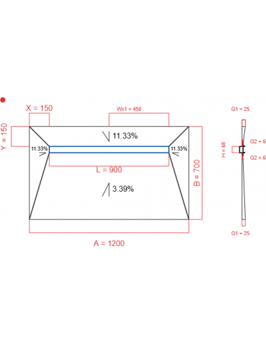 Showerlay Wiper 4 way 1200 x 700 mm...