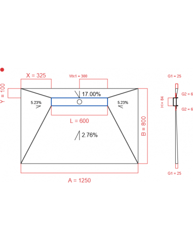 Showerbase Wiper 4 way 1250 x 800 mm...